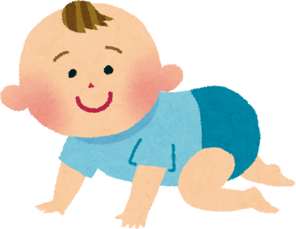 Illustration of a Smiling Baby Crawling